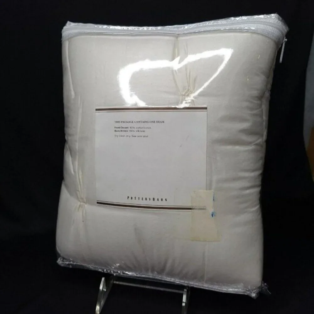 Pottery Barn Pillow Sham‎ Foundations Cotton Silk White Square 26 x 26 Euro New